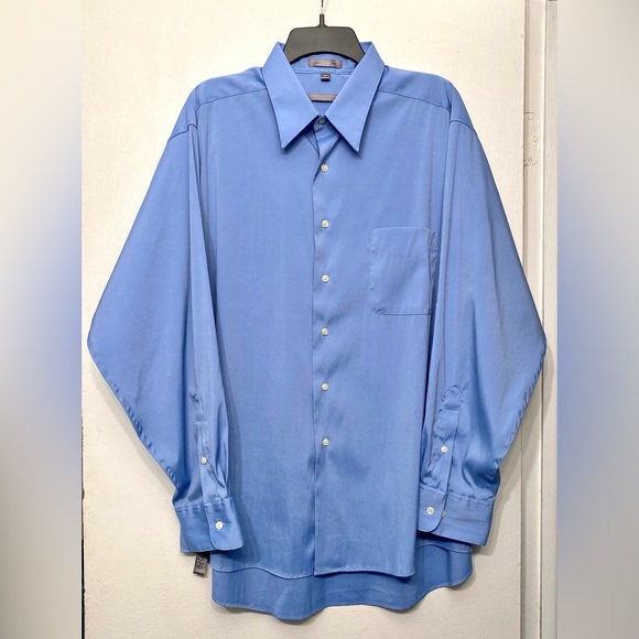Geoffrey Beene Men’s Blue Button Down Stretch Dress Shirt XL 17.5 34/35‎ - Picture 4 of 5